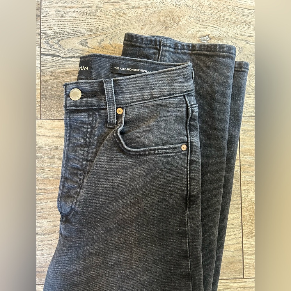 Agolde Arlo High Rise Straight Jeans in Black Denim